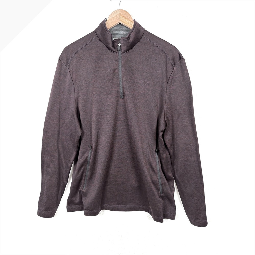 PGA Tour Pullover Mens Medium Burgundy Heather Quarter Zip Golf Jacket A-987